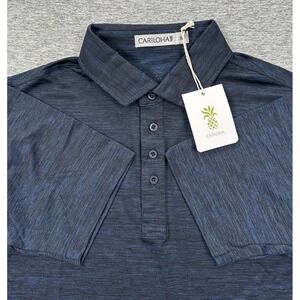 Cariloha Polo Shirt Mens Medium Blue Performance Jacquard Bamboo Blend Golf NEW